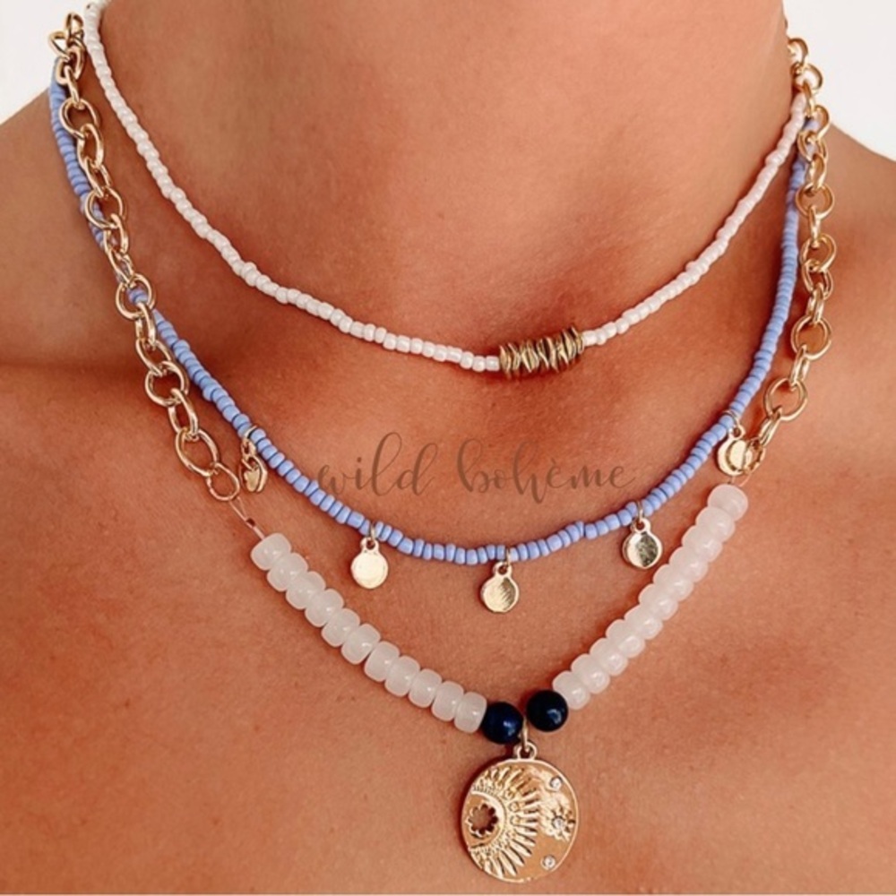 Boho Celestial Sun Star Layered Necklace